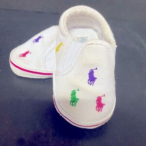 RALPH LAUREN White and Pink Cutest Baby Walker Shoes. Size 3